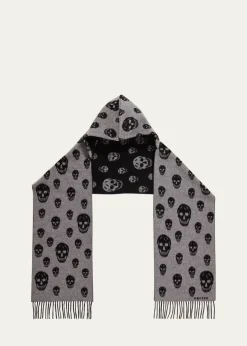 McQueenSkull Wool Cashmere Hooded Scarf
