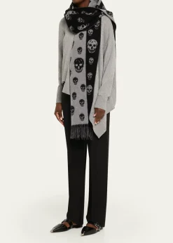 McQueenSkull Wool Cashmere Hooded Scarf