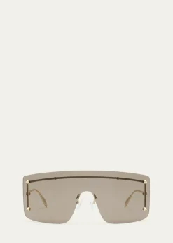 McQueenStudded Zinc Alloy Shield Sunglasses