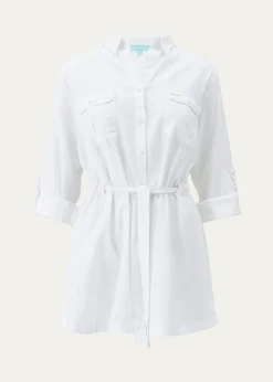 Melissa OdabashLacey Cotton-Linen Mini Shirtdress Coverup