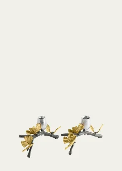 Michael AramButterfly Ginkgo Candleholders Low S/2