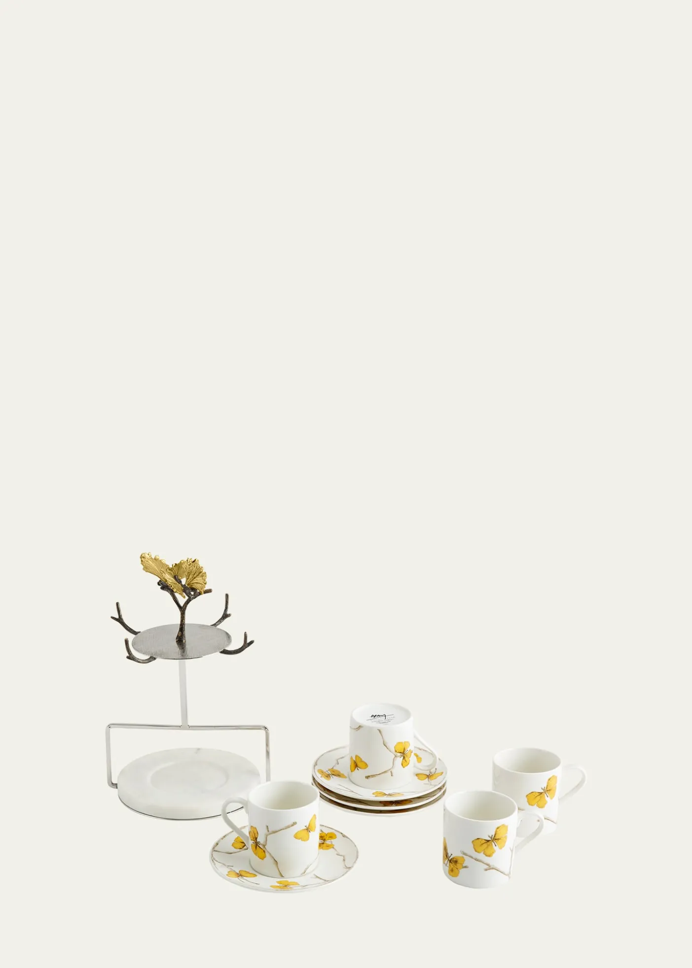 Michael AramButterfly Ginkgo Demitasse Set with Stand
