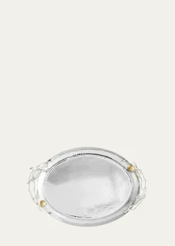 Michael AramPomegranate Silver & Gold Oval Tray with 24K Goldplate