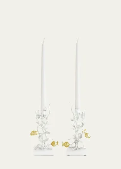 Michael AramPomegranate Silver & Gold Candleholders with 24K Goldplate, Set of 2