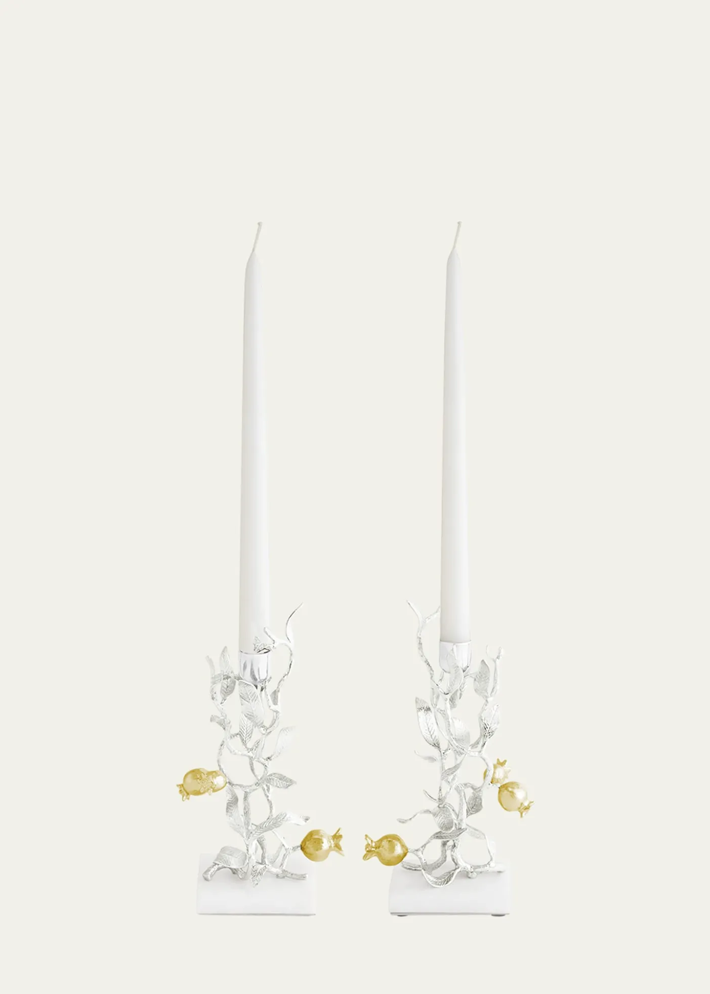 Michael AramPomegranate Silver & Gold Candleholders with 24K Goldplate, Set of 2