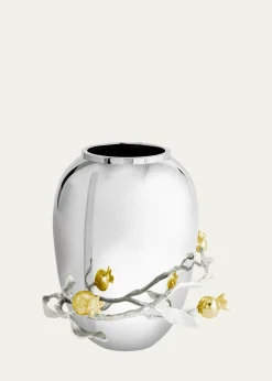 Michael Aram Pomegranate Silver & Gold Medium Vase with 24K Goldplate