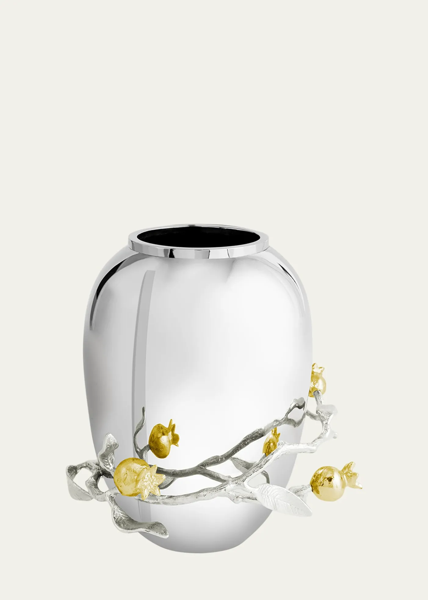 Michael Aram Pomegranate Silver & Gold Medium Vase with 24K Goldplate