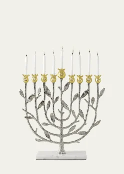 Michael AramPomegranate Silver and Gold Hanukkah Menorah with 24K Gold
