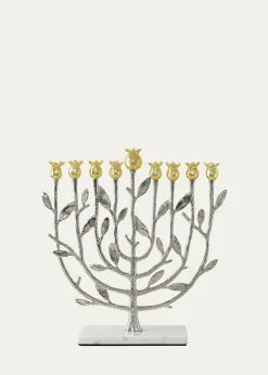 Michael AramPomegranate Silver and Gold Hanukkah Menorah with 24K Gold