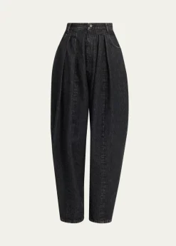 Michael Kors CollectionCourtney Pleated Cotton Denim Barrel Jeans