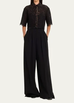 Michael Kors CollectionCropped Scalloped Lace Shirt