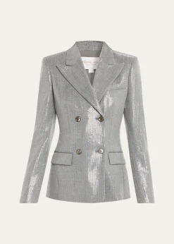 Michael Kors CollectionDouble-Breasted Pinstripe Sequin Jacket