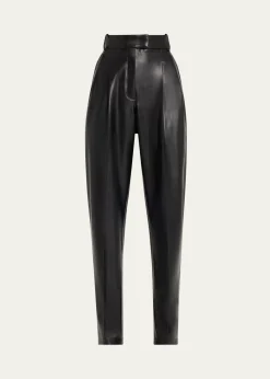 Michael Kors CollectionDru Pleated Tapered Faux Leather Pants