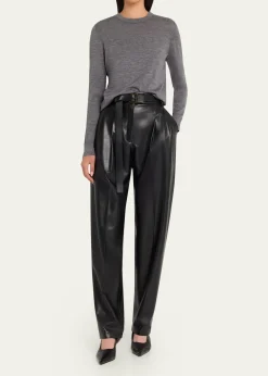 Michael Kors CollectionDru Pleated Tapered Faux Leather Pants