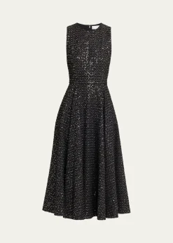 Michael Kors CollectionSleeveless Sequin Cotton Midi Dress