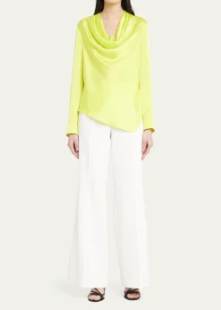 MillyNash High-Rise Wide-Leg Cady Pants