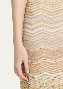 MissoniMetallic Chevron One-Shoulder Maxi Dress