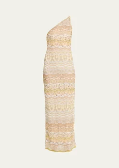 MissoniMetallic Chevron One-Shoulder Maxi Dress