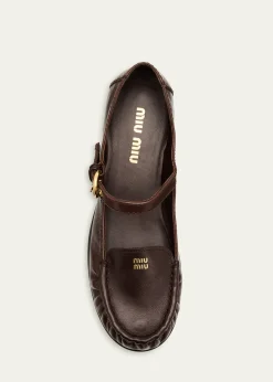 Miu MiuLeather Mary Jane Loafers