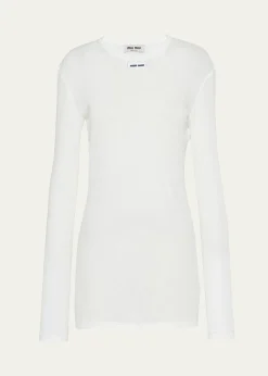 Miu MiuLong-Sleeve Fitted Mini Dress
