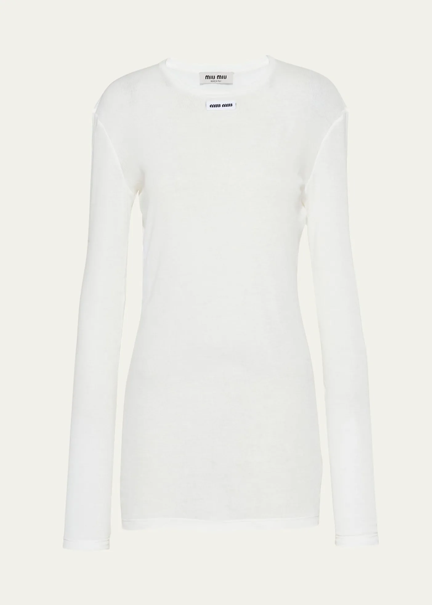 Miu MiuLong-Sleeve Fitted Mini Dress