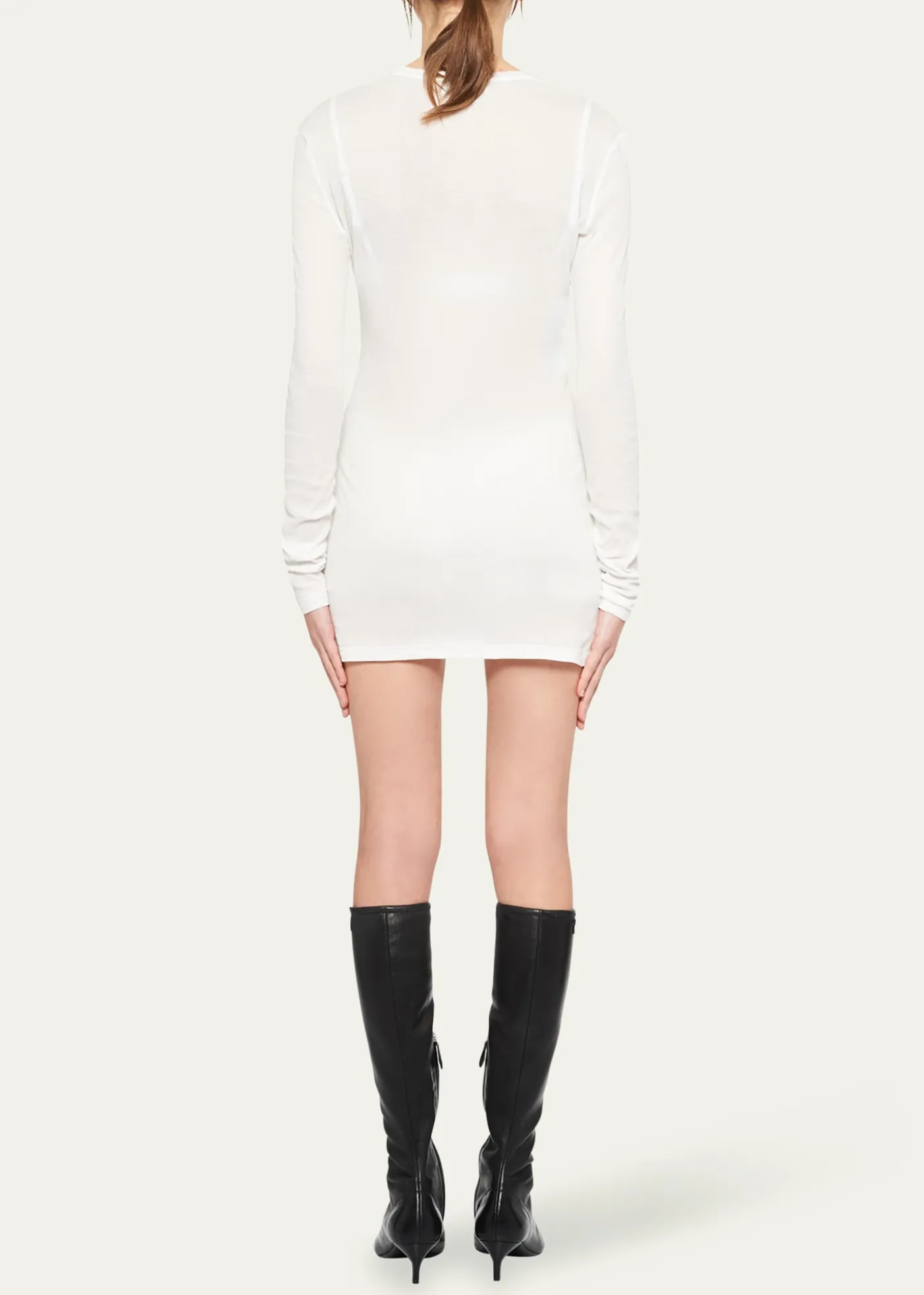 Miu MiuLong-Sleeve Fitted Mini Dress