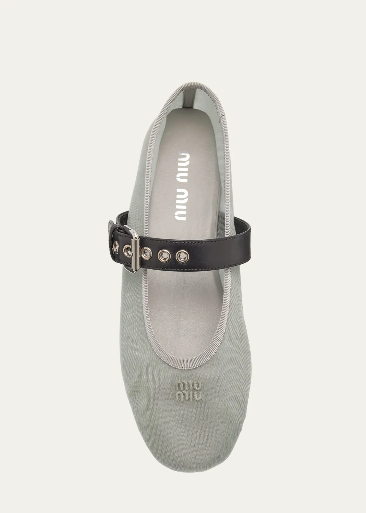 Miu MiuMesh Buckle Mary-Jane Ballerina Flats