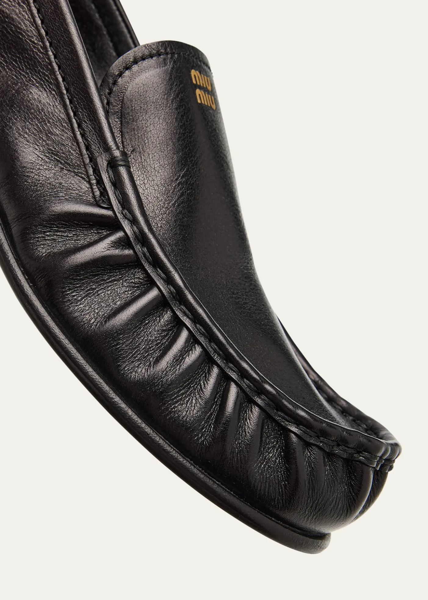 Miu MiuRuched Leather Mocassin Loafers