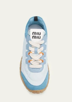 Miu MiuTechnical Fabric and Suede Low-Top Sneakers