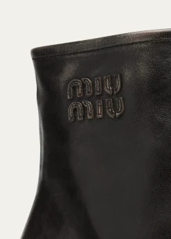 Miu MiuVintage Leather Block-Heel Booties