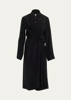 MM6 Maison MargielaDraped Long-Sleeve Shirtdress
