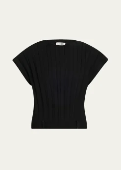 MM6 Maison MargielaHigh-Neck Wide Ribbed Top
