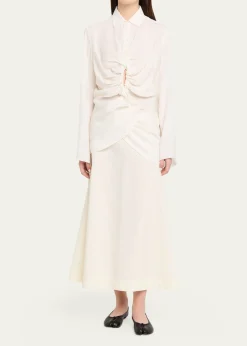 MM6 Maison MargielaLong-Sleeve Drawstring Shirt