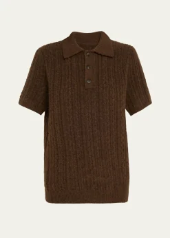 MM6 Maison MargielaShort-Sleeve Cable-Knit Polo Shirt