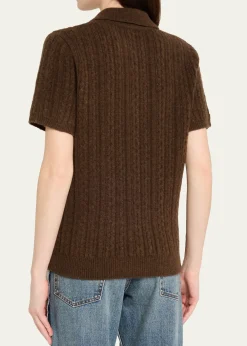 MM6 Maison MargielaShort-Sleeve Cable-Knit Polo Shirt