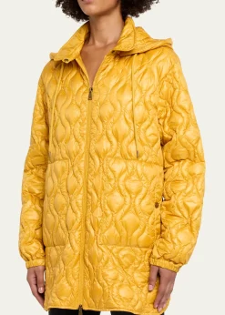 MonclerBalette Geometric Quilted Mid-Length Down Jacket