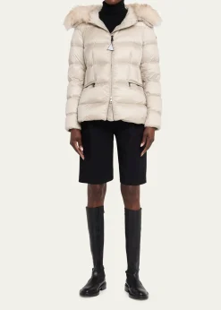 MonclerBoed Hooded Shearling-Trim Down Jacket