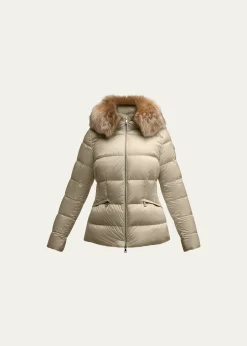 MonclerBoed Hooded Shearling-Trimmed Short Down Jacket