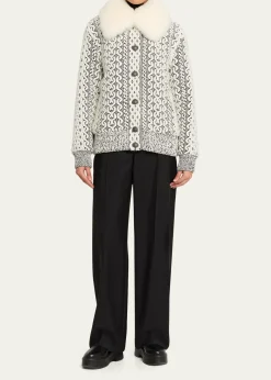 Moncler GrenobleBeille Bomber Jacket with Detachable Shearling Collar