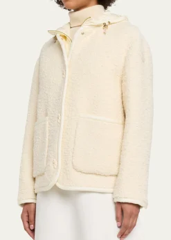 MonclerHylesine Boucle Jacket w/ Quilted Hood