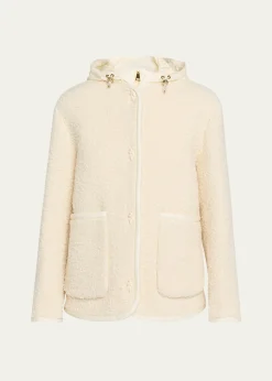 MonclerHylesine Boucle Jacket w/ Quilted Hood