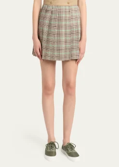 MonclerPleated Plaid Mini Skirt