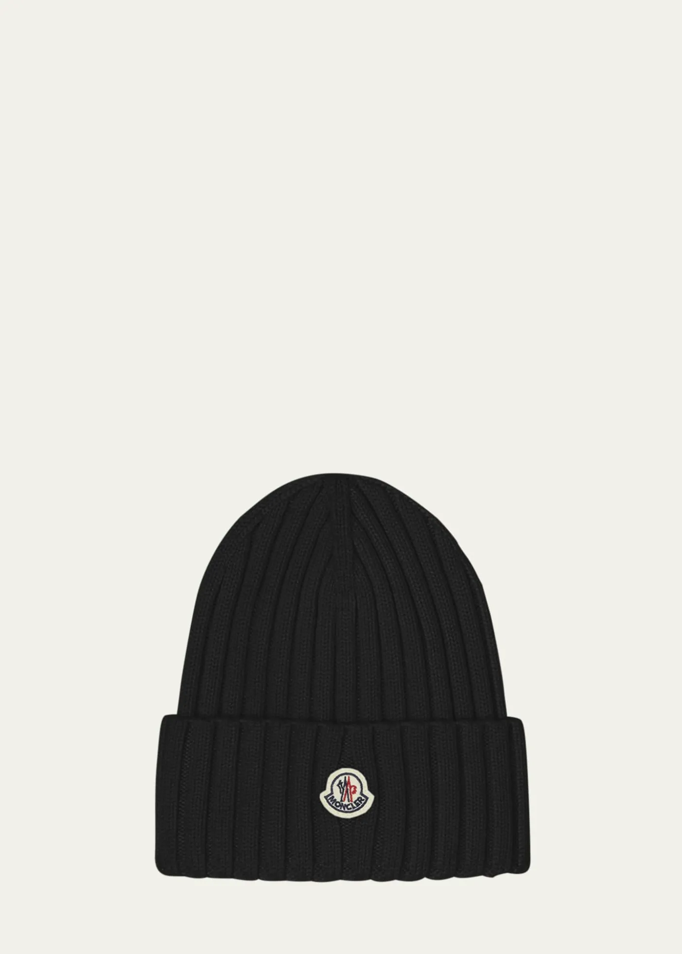MonclerRibbed Wool Logo Beanie