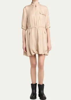 MonclerSilk Twill Mini Shirtdress