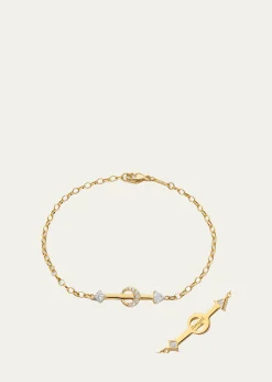 Monica Rich Kosann18K YELLOW GOLD STRENGTH ARROW POESY BRACELET WITH TRILLION, PRINCESS CUT AND DIAMONDS
