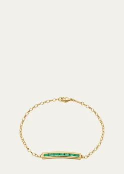 Monica Rich Kosann18K YELLOW GOLD POESY BRACELET WITH BAGUETTE EMERALDS AND ENGRAVED CARPE DIEM
