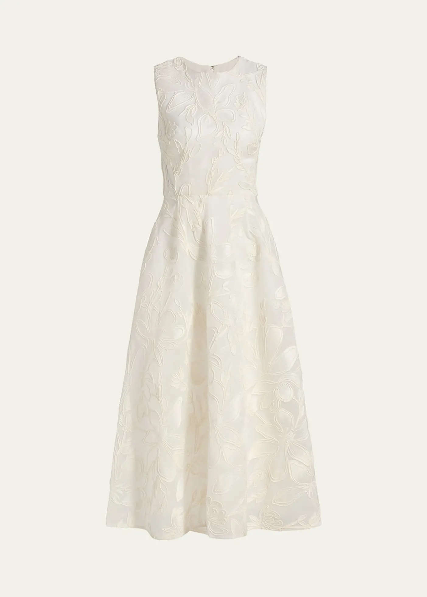 Monique LhuillierFloral Cord Embroidered Organza Midi Dress