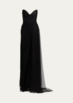 Monique LhuillierNo Wrap Strapless Tulle Gown