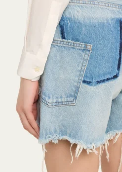MOUSSY VINTAGEDistressed Denim Mid-Rise Shorts