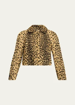 NACKIYEPixie Cheetah-Print Velvet Crop Jacket